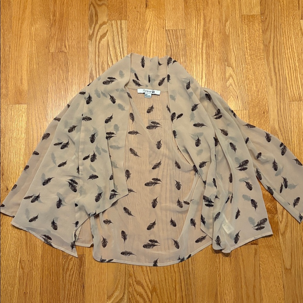 Sheer Feather Print Wrap
